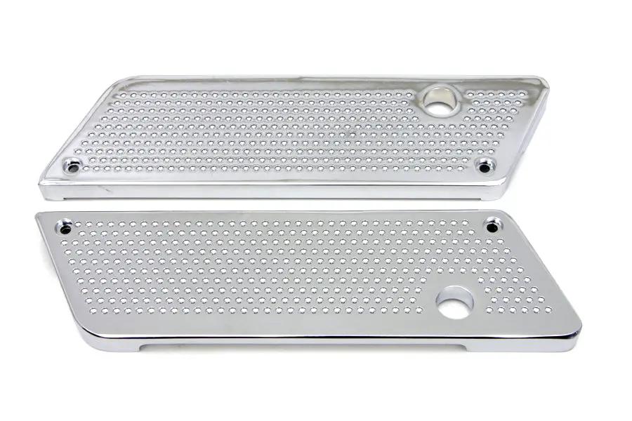 V-Twin Wyatt Gatling Saddlebag Face Plate with Chrome Perforated Latch Cover Set for Harley Davidson FLT (1993-2002) by V-Twin