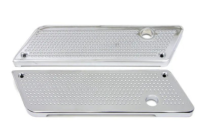 V-Twin Wyatt Gatling Saddlebag Face Plate with Chrome Perforated Latch Cover Set for Harley Davidson FLT (1993-2002) by V-Twin