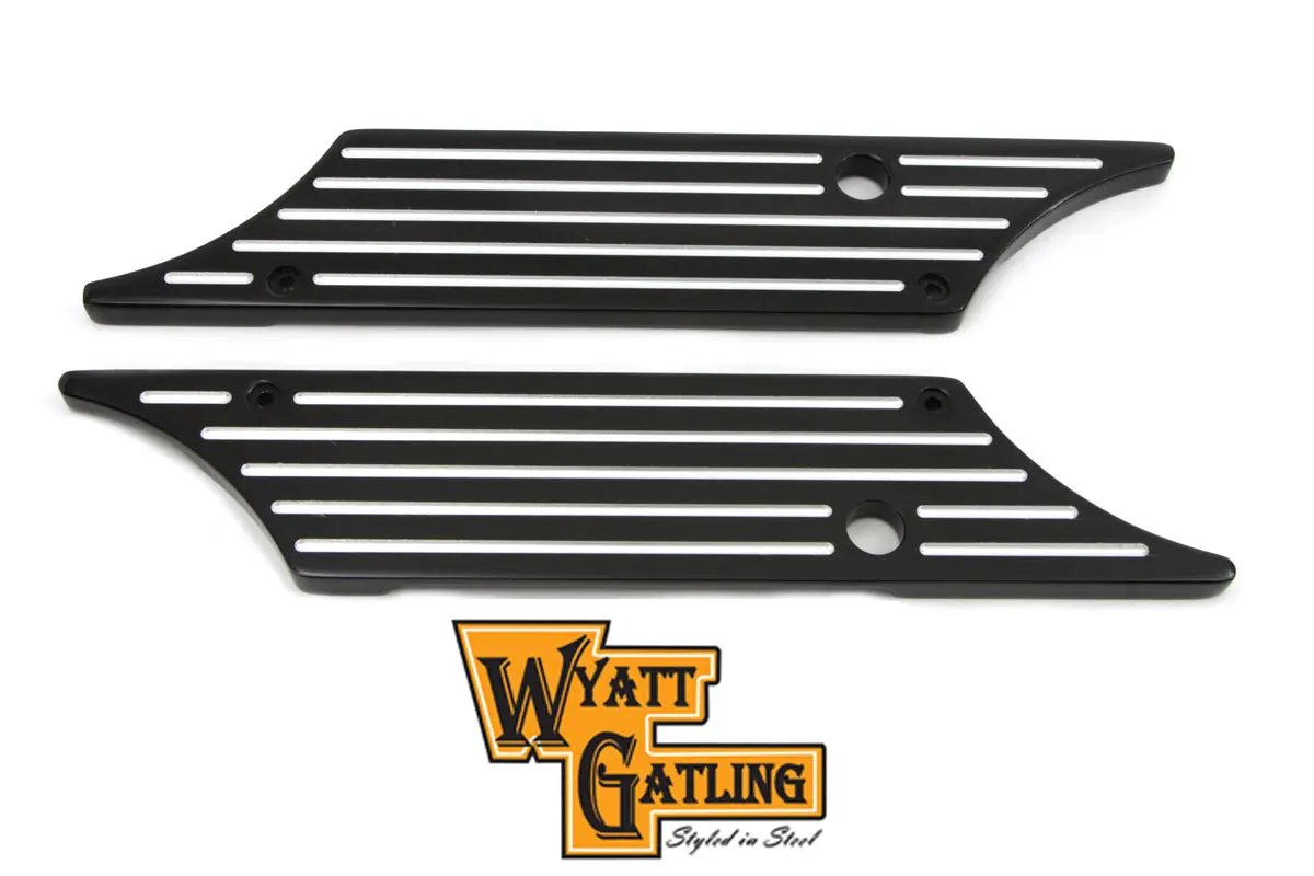 V-Twin Wyatt Gatling Saddlebag Face Plate with Black Finish for Harley Davidson FLT Models by V-Twin