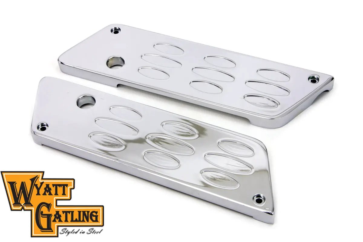 V-Twin Wyatt Gatling Saddlebag Face Plate with Chrome Louvered Latch Cover Set for Harley Davidson FLT by V-Twin