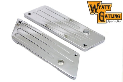 V-Twin Wyatt Gatling Milled Saddlebag Face Plate with Chrome Finish for Harley Davidson FLT 1993-2002 by V-Twin