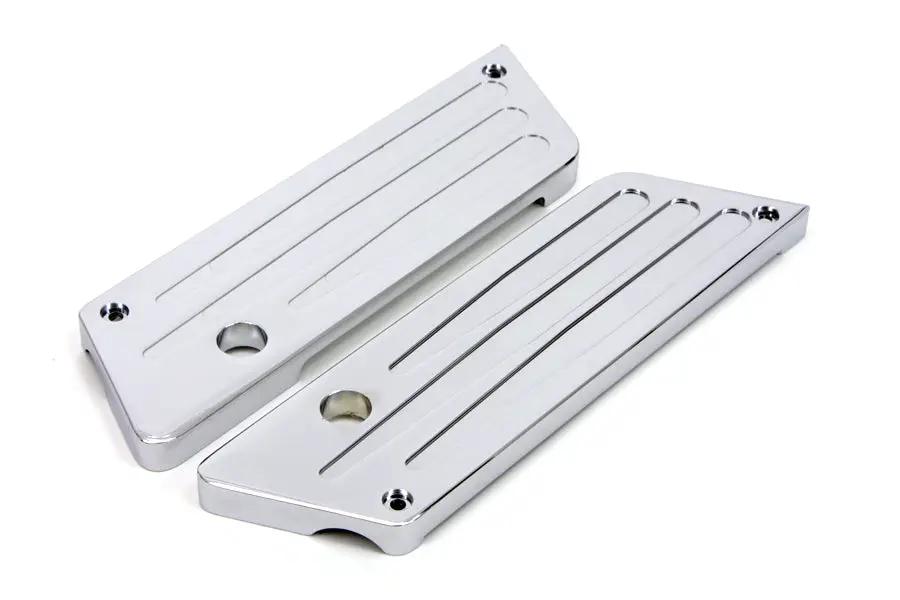 V-Twin Wyatt Gatling Milled Saddlebag Face Plate with Chrome Finish for Harley Davidson FLT 1993-2002 by V-Twin