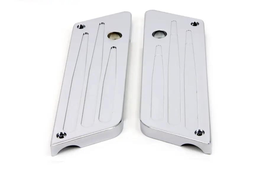 V-Twin Wyatt Gatling Milled Saddlebag Face Plate with Chrome Finish for Harley Davidson FLT 1993-2002 by V-Twin