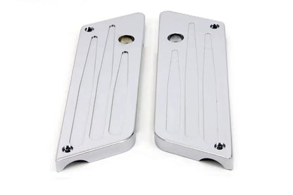 V-Twin Wyatt Gatling Milled Saddlebag Face Plate with Chrome Finish for Harley Davidson FLT 1993-2002 by V-Twin