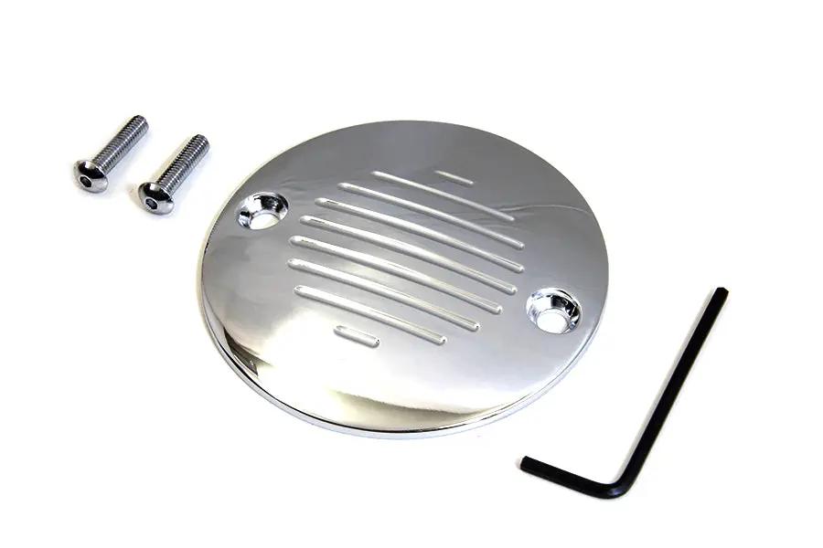 V-Twin Grooved Ignition System Cover 2-Hole Chrome for Harley Davidson FX (1970-1979) by V-Twin