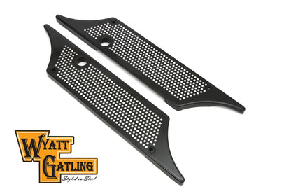 V-Twin Wyatt Gatling Saddlebag Face Plate with Black Perforated Winged Style Latch Cover for Harley Davidson FLT by V-Twin