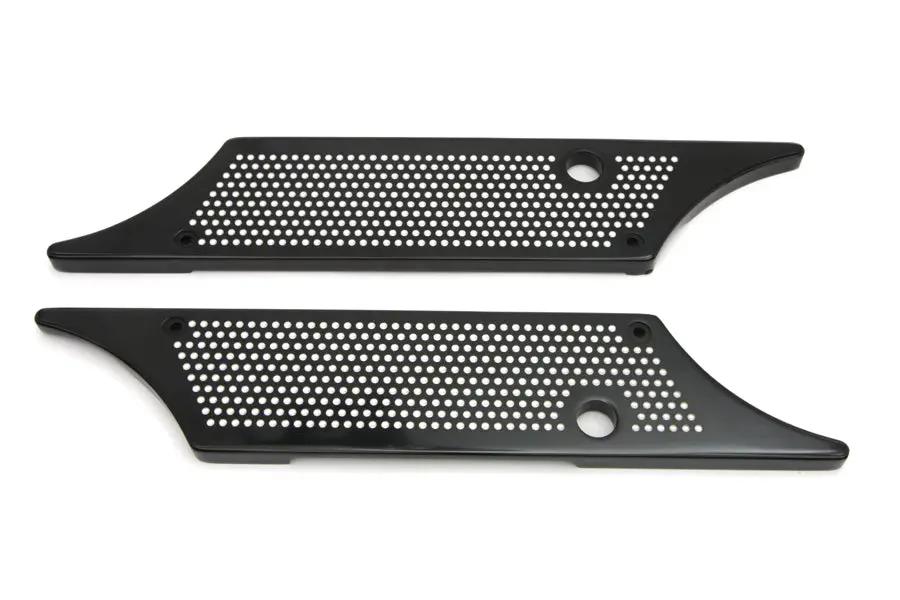 V-Twin Wyatt Gatling Saddlebag Face Plate with Black Perforated Winged Style Latch Cover for Harley Davidson FLT by V-Twin