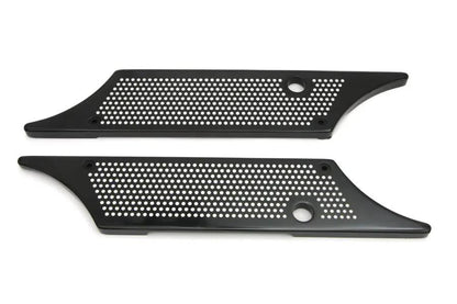 V-Twin Wyatt Gatling Saddlebag Face Plate with Black Perforated Winged Style Latch Cover for Harley Davidson FLT by V-Twin