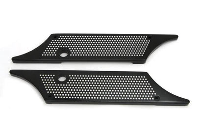 V-Twin Wyatt Gatling Saddlebag Face Plate with Black Perforated Winged Style Latch Cover for Harley Davidson FLT by V-Twin