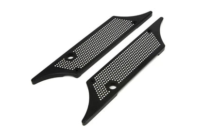V-Twin Wyatt Gatling Saddlebag Face Plate with Black Perforated Winged Style Latch Cover for Harley Davidson FLT by V-Twin