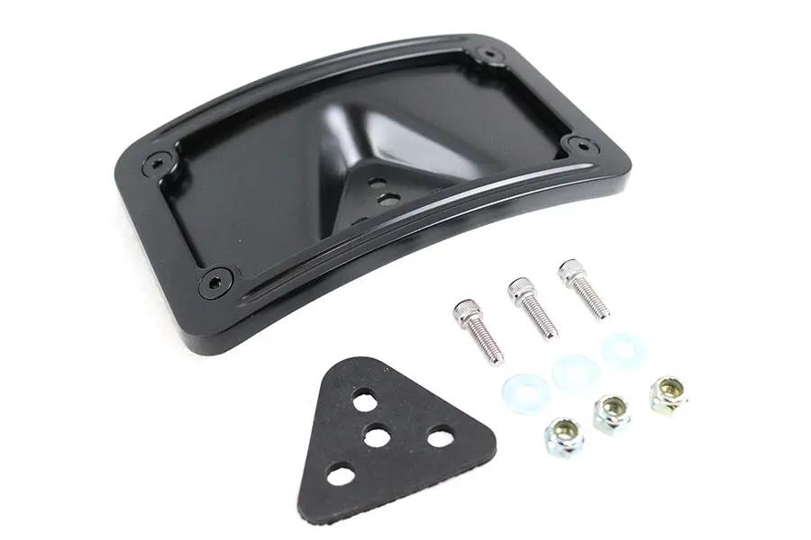 V-Twin 76596B Black Curved Laydown Style License Plate Bracket for Harley FX Models by V-Twin