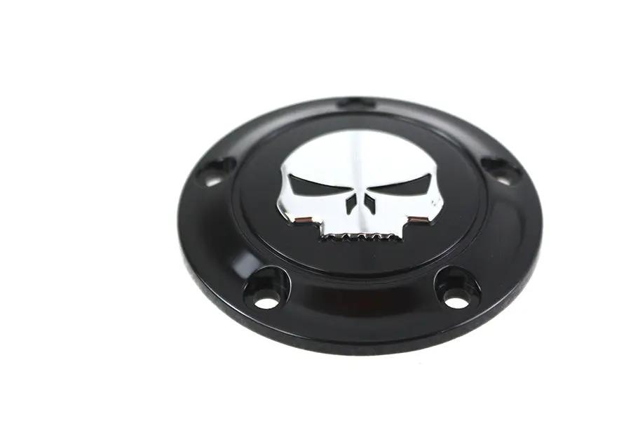 V-Twin Skull Ignition System Cover 5-Hole Black for Harley Davidson FLST by V-Twin