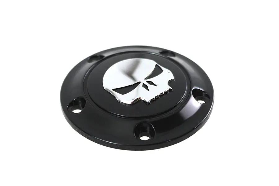 V-Twin Skull Ignition System Cover 5-Hole Black for Harley Davidson FLST by V-Twin