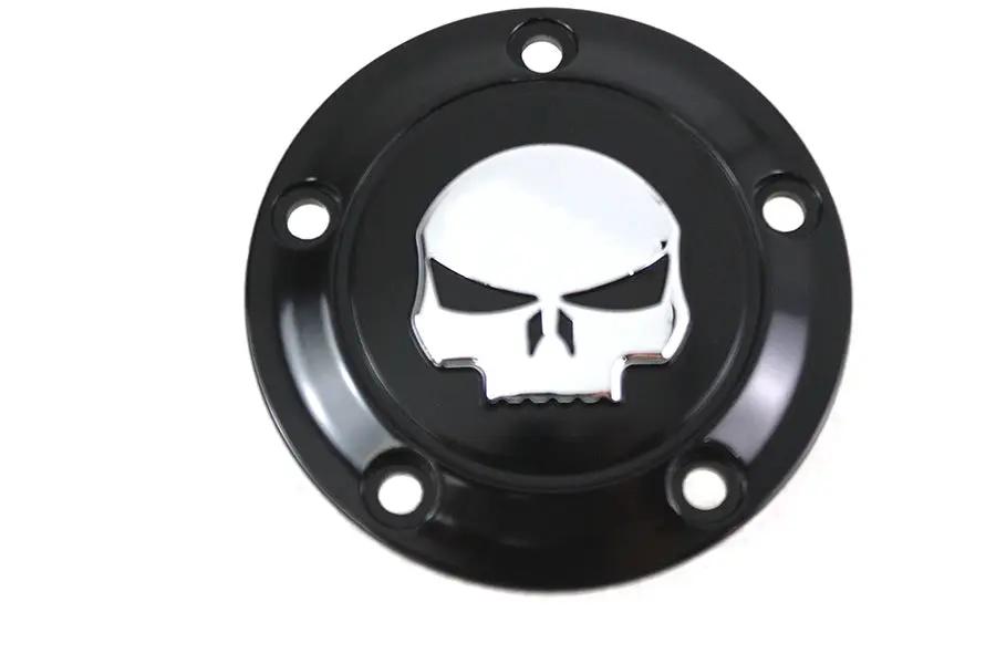 V-Twin Skull Ignition System Cover 5-Hole Black for Harley Davidson FLST by V-Twin