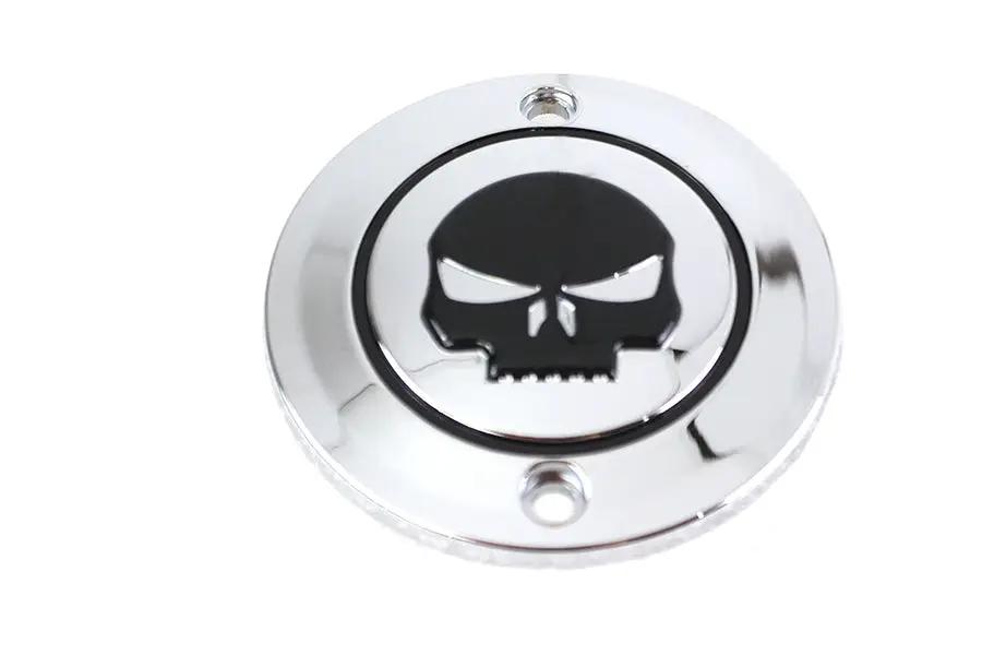 V-Twin Skull Ignition System Cover 2-Hole Chrome for Harley Davidson XL Models by V-Twin