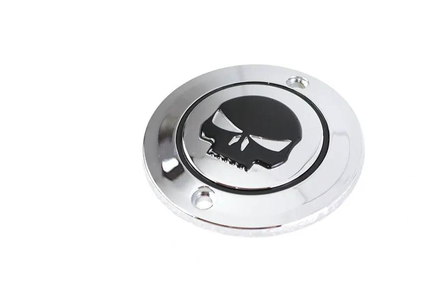 V-Twin Skull Ignition System Cover 2-Hole Chrome for Harley Davidson XL Models by V-Twin
