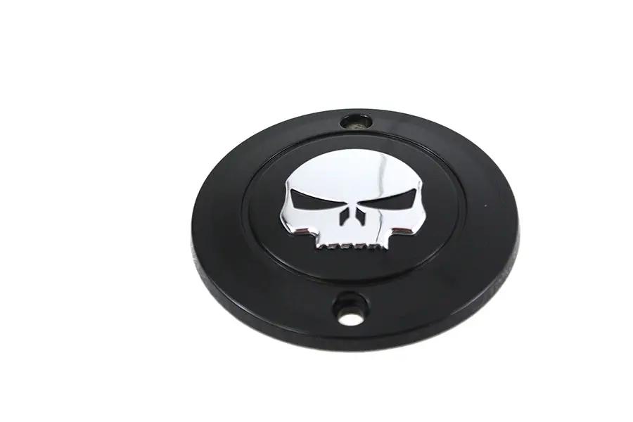 V-Twin Skull Ignition System Cover 2-Hole Black for Harley Davidson XL Models by V-Twin
