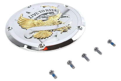V-Twin 77926G 5-Hole Derby Cover with Gold Inlay for Harley Davidson FLT Models by V-Twin