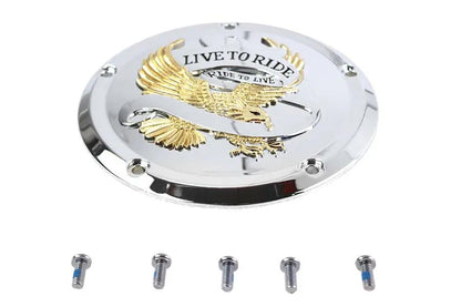 V-Twin 77926G 5-Hole Derby Cover with Gold Inlay for Harley Davidson FLT Models by V-Twin