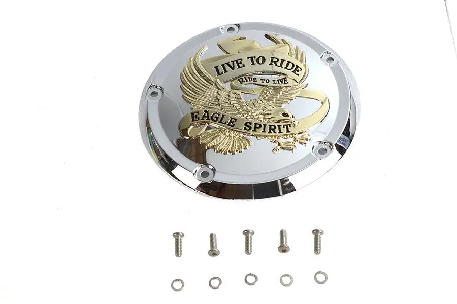 V-Twin 78617G 5-Hole Derby Cover with Gold Inlay for Harley Davidson FXST by V-Twin