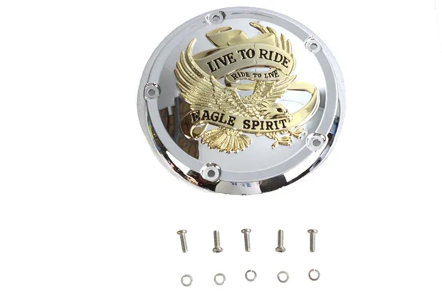 V-Twin 78617G 5-Hole Derby Cover with Gold Inlay for Harley Davidson FXST by V-Twin