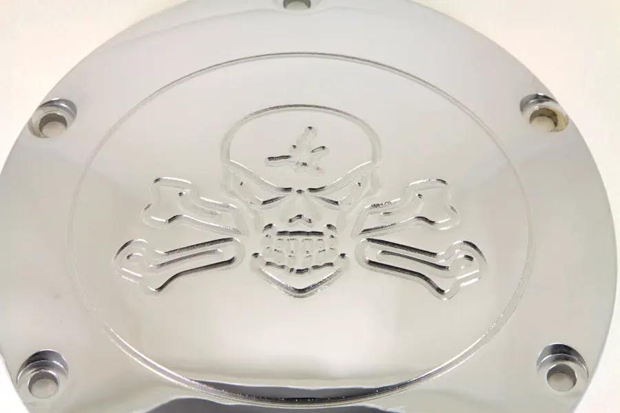 V-Twin Chrome Skull with Cross Bones Derby Cover for Harley Davidson XL (2004-2013) by V-Twin