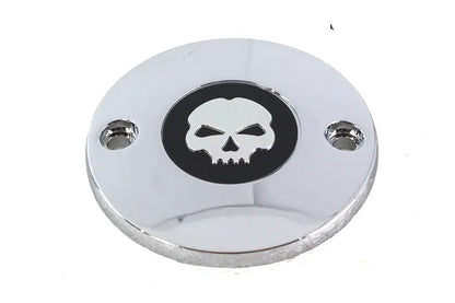V-Twin M8 Ignition System Cover with Skull Design in Chrome for Harley Davidson FLT and FXST Models by V-Twin