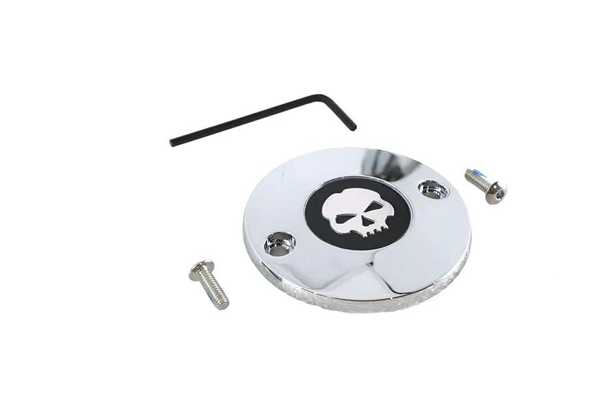 V-Twin M8 Ignition System Cover with Skull Design in Chrome for Harley Davidson FLT and FXST Models by V-Twin
