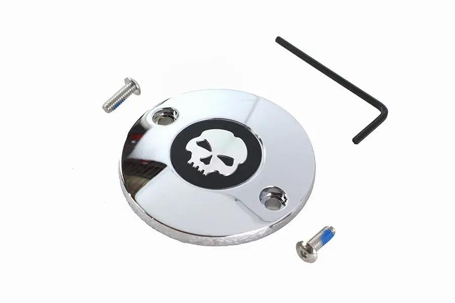 V-Twin M8 Ignition System Cover with Skull Design in Chrome for Harley Davidson FLT and FXST Models by V-Twin