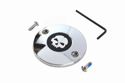 V-Twin M8 Ignition System Cover with Skull Design in Chrome for Harley Davidson FLT and FXST Models by V-Twin