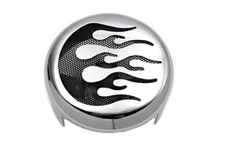 V-Twin Flame Accent Chrome Horn Cover for Harley Davidson FXST Models by V-Twin