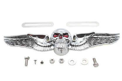 V-Twin Skull Wing License Plate Ornament - 10.5 inch Decorative Motorcycle Accessory by V-Twin
