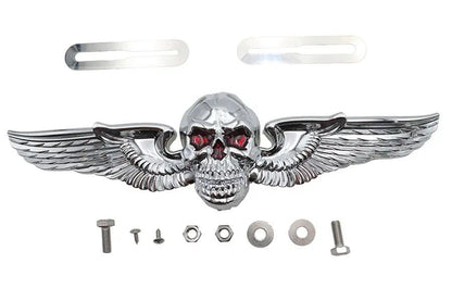 V-Twin Skull Wing License Plate Ornament - 10.5 inch Decorative Motorcycle Accessory by V-Twin