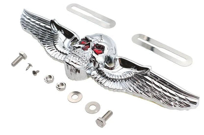 V-Twin Skull Wing License Plate Ornament - 10.5 inch Decorative Motorcycle Accessory by V-Twin
