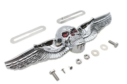 V-Twin Skull Wing License Plate Ornament - 10.5 inch Decorative Motorcycle Accessory by V-Twin