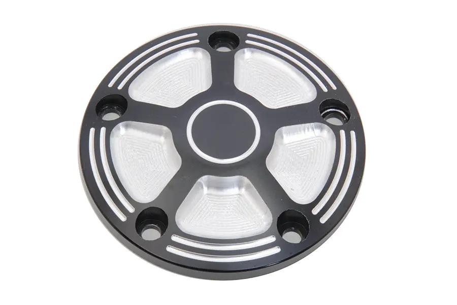 V-Twin Black Contrast 5-Hole Ignition Point Cover for Harley Davidson FX Models (Part #78096) by V-Twin