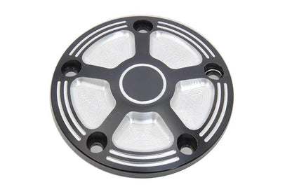 V-Twin Black Contrast 5-Hole Ignition Point Cover for Harley Davidson FX Models (Part #78096) by V-Twin