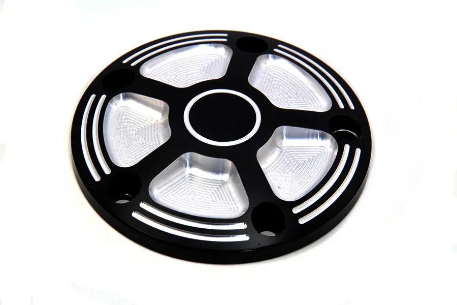 V-Twin Black Contrast 5-Hole Ignition Point Cover for Harley Davidson FX Models (Part #78096) by V-Twin