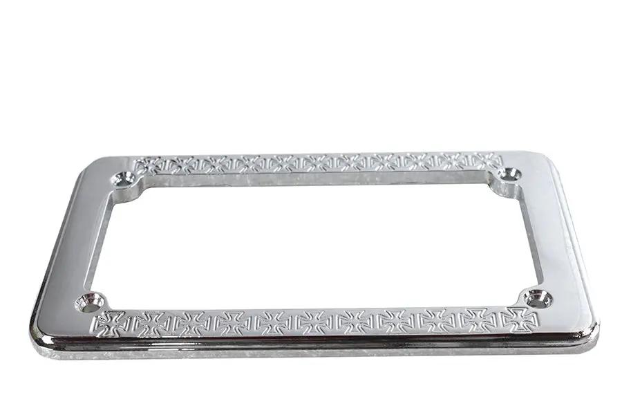 V-Twin Chrome Maltese Cross License Plate Frame - 4 inch x 7.5 inch by V-Twin