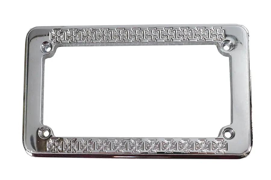 V-Twin Chrome Maltese Cross License Plate Frame - 4 inch x 7.5 inch by V-Twin