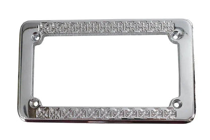 V-Twin Chrome Maltese Cross License Plate Frame - 4 inch x 7.5 inch by V-Twin