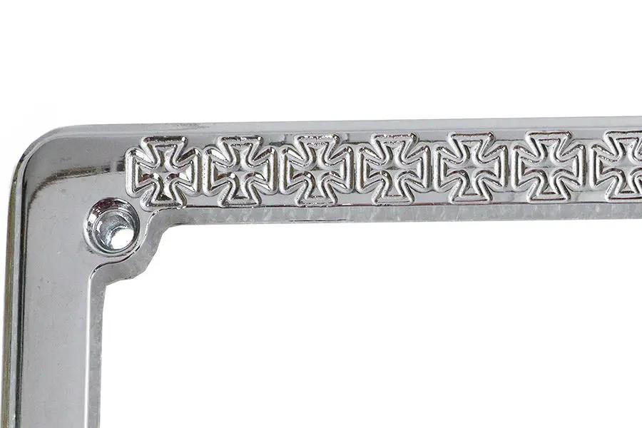 V-Twin Chrome Maltese Cross License Plate Frame - 4 inch x 7.5 inch by V-Twin