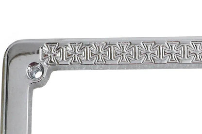 V-Twin Chrome Maltese Cross License Plate Frame - 4 inch x 7.5 inch by V-Twin