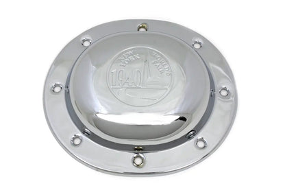 V-Twin Chrome Derby Cover with 1940 World's Fair Logo for Harley Davidson EL & FL Models - Part #14012D by V-Twin