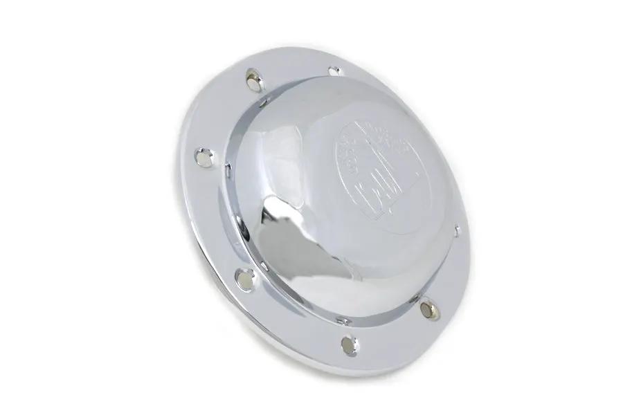 V-Twin Chrome Derby Cover with 1940 World's Fair Logo for Harley Davidson EL & FL Models - Part #14012D by V-Twin