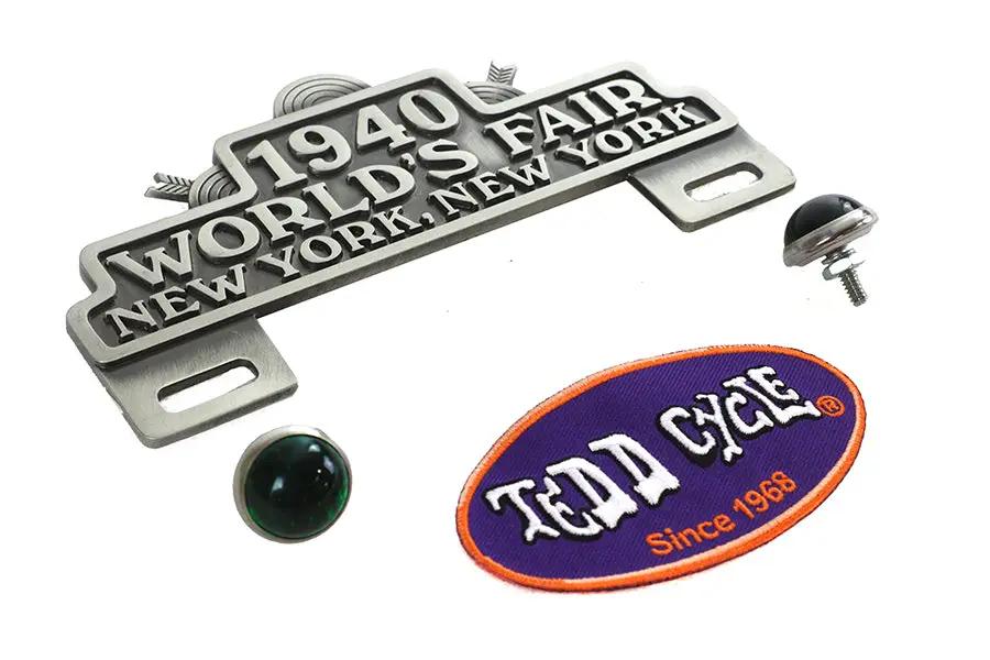 V-Twin World's Fair License Plate Topper Kit - 2-3/4 Inch Aluminum Plate Accessory by V-Twin
