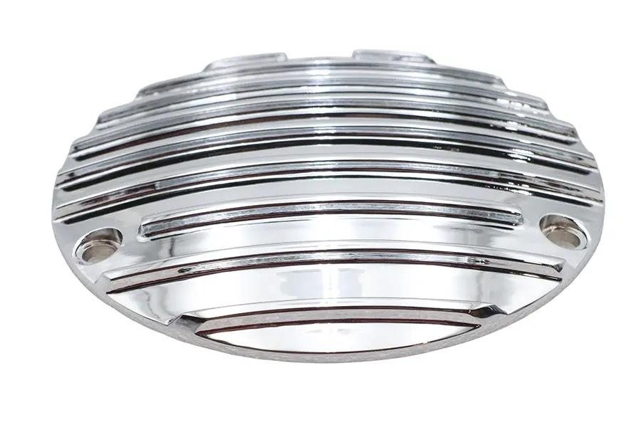 V-Twin Part 71033 Finned Derby Cover Chrome for Harley Davidson Motorcycles by V-Twin