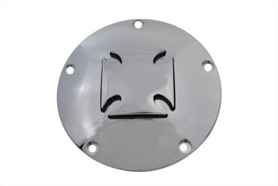 V-Twin Iron Cross Raised Derby Cover Chrome Billet for Harley Davidson FXST