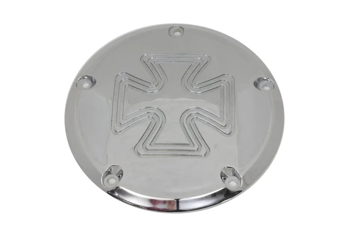 V-Twin Iron Cross Derby Cover Chrome Billet for Harley Davidson FXST (1999-2008) by V-Twin