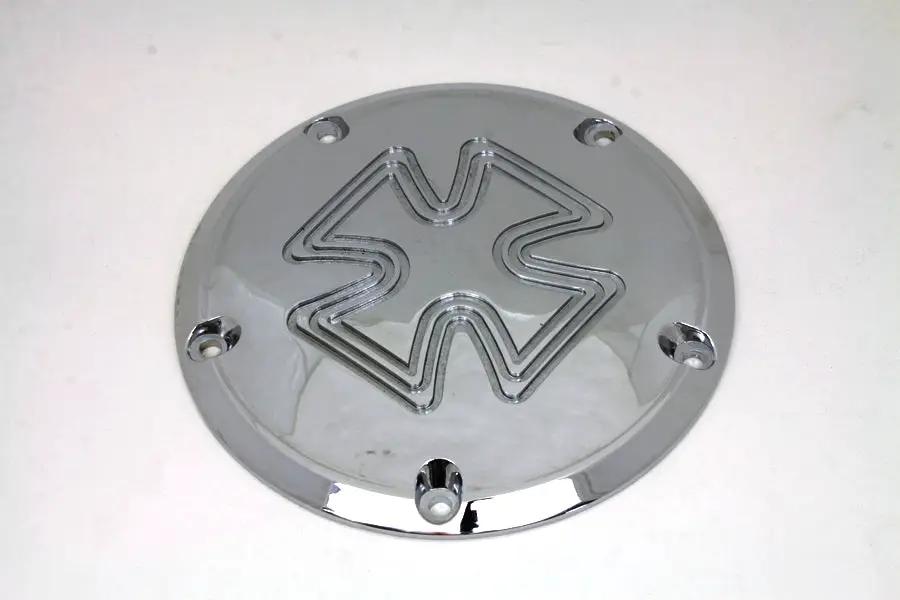 V-Twin Iron Cross Derby Cover Chrome Billet for Harley Davidson FXST (1999-2008) by V-Twin